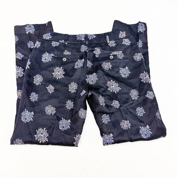 Club Monaco Silk Wool Flower Patterned Print Slack Pants Navy Size 2 - Picture 5 of 9